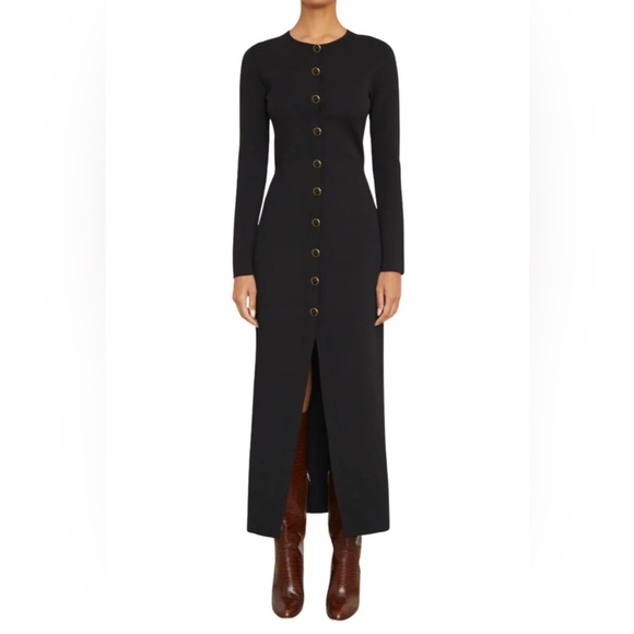 BRANDON MAXWELL The Emm Jersey Cardigan Midi Dress in Black Size XS $2795 NWT - Picture 1 of 14